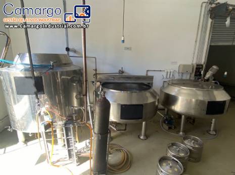 Sala de brassagem tribloco para para cervejarias cervejas artesanais 1300 litros por batelada