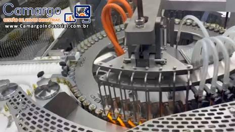 Envasadora rotativa e seladora para ampolas de vidro injetáveis em inox 316 L Bausch 24.000 unid / hora
