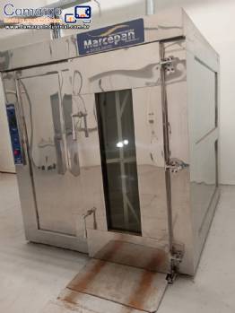 Forno rotativo carrinho duplo em inox Marcepan aquecimento a pellets Forno rotativo carrinho duplo em inox Marcepan aquecimento a pellets